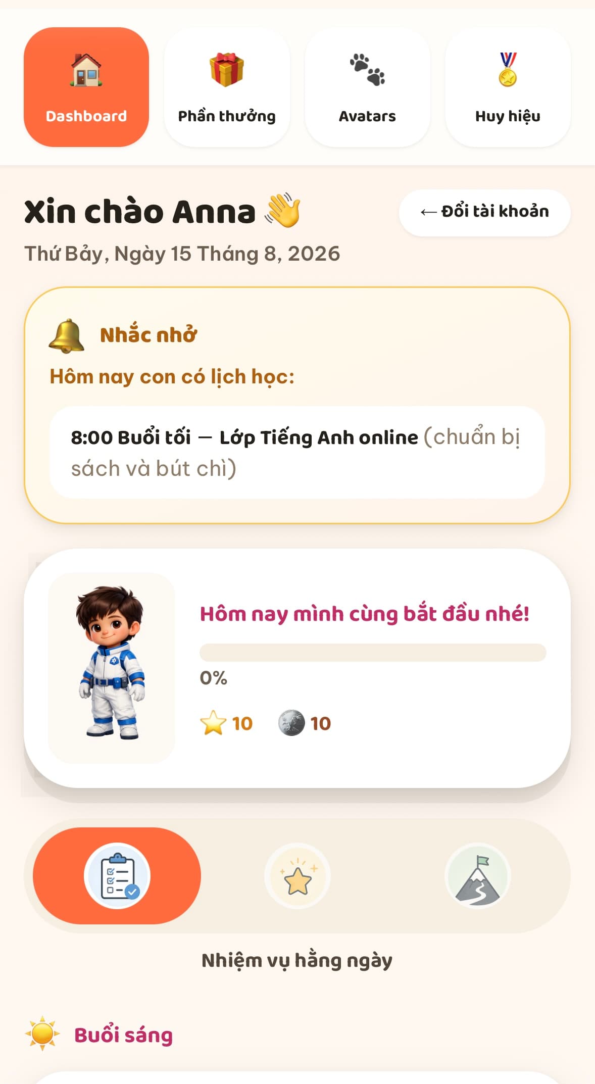 Dashboard của bé